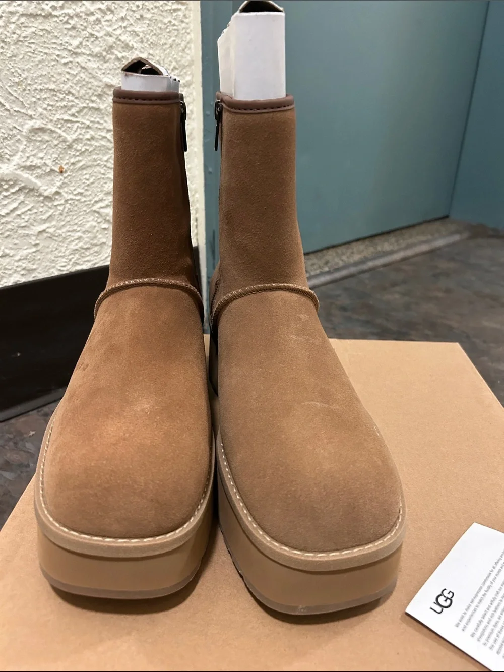 UGG Women’s CITYFUNC Chestnut Suede Mid-Calf Zip Boots BRAND NEW BOX AUTHENTIC
